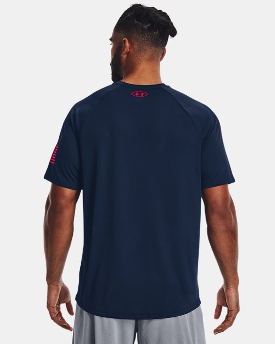 Men's UA Tech™ Freedom Short Sleeve T-Shirt, Blue, pdpMainDesktop image number 1